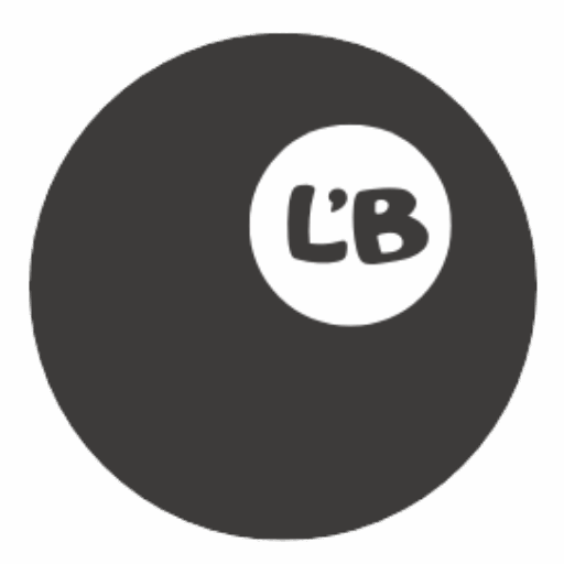 Logo čierna biliardová guľa s iniciálmi ĽB